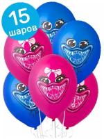 Воздушные шары латексные Belbal Киси Миси и Хаги Ваги, голубые/розовые, набор 15 шт