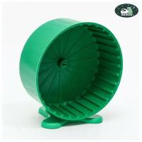 Колесо для грызунов полузакрытое пластиковое, с подставкой, 14 см, зеленый микс