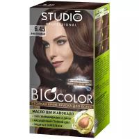 Studio Professional крем-краска стойкая для волос biocolor (крем-краска туба 50 мл, оксидант 50 мл, бал-закрепитель 15 мл + перч), тон 6.45 каштановый