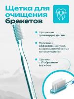 Ортодонтическая зубная щетка для брекетов с V-образной щетиной Pierrot Clinic Orthodontic, голубой