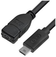 GCR Удлинитель 0.5m USB MiniUSB M/F черный