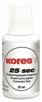 Корректирующая жидкость KORES WHITE 20мл на быстросохн основе, кисточка 66817 4 шт