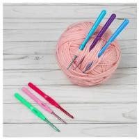 Набор крючков для вязания, с пластиковой ручкой, d 2,5-5 мм, 14 см, 6 шт, цвет разноцветный