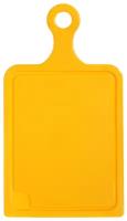 Доска разделочная пластик, 24х19 см, с ручкой, желтая, прямоугольная, Мультипласт, Малая