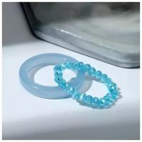 Кольцо набор 2 штуки "Кристаллы" камешки и плавность, цвет голубой, размер микс