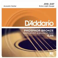 D'Addario EJ15 Phosphor Bronze Extra Light 10-47 струны для акустической гитары