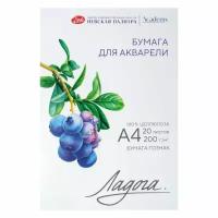 Невская Палитра Папка с бумагой для акварели "Ладога", А4, 200 г/м2, 20 л, 100% целлюлоза, среднее зерно