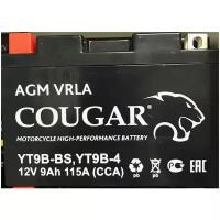 Аккумулятор мотоциклетный Cougar AGM YT9B-BS 12V 9Ah (залит и готов к применению)