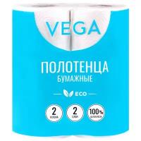 Полотенца бумажные 2-слойные Vega, рулонные, 12м, белые, 2 рул/уп (315622)