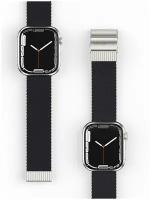 Ремешок для Apple Watch 45mm Amazingthing Weave Black,сменный тканевый браслет для умных часов Эпл Вотч,плетёный для наручных часов Watch 3/4/5/SE/6