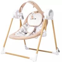 Электронные качели детские AMAROBABY WOODEN SWING, бежевый