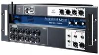 Soundcraft Ui-16 рэковый микшер, 8 comboXLR входы mic/line, 4 XLR входы mic, 2 Hi-Z/инструментальные входы, стерео RCA вход, USB-плейер, 4 AUX, USB - выход для записи, HDMI выход. Управление через встроенный Wi-Fi и Ethernet, обработка dbx, Digitech, Lexi