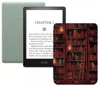 Электронная книга Amazon Kindle PaperWhite 2021 16Gb Ad-Supported Agave Green с обложкой ReaderONE PaperWhite 2021 Library