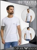 Мужская футболка белая с круглым вырезом Emporio Armani 111035_CC716 00010 M (48)