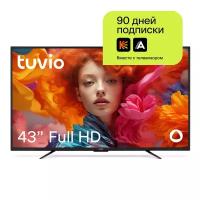 43” Телевизор Tuvio Full HD DLED на платформе Яндекс.ТВ, STV-43DFBK1R, черный