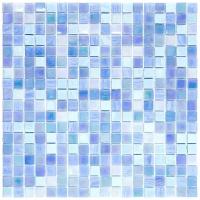 Мозаика смешанного цвета чип 15 стекло Alma MIX15-BL580-Capella голубой квадрат глянцевый перламутр