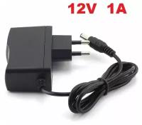 Блок питания зарядное устройство 12V 1А зарядка разъем 5.5x2.1 мм, 12в 1 ампер 2.1х5.5 евровилка от розетки 220В выход 12 вольт