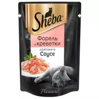 Влажный корм для кошек Sheba Pleasure, с форелью, с креветками (паштет)