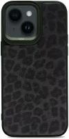 Чехол iPhone 14 6.1" полиуретановый Kajsa Leopard Pattern черный леопард