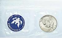 Монета из серебра 400 пробы (9,841 г.) в запайке с жетоном 1 доллар Эйзенхауэр. S. США, 1972 г. UNC
