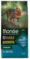 Monge Cat 1,5 кг BWild GRAIN FREE беззерновой корм из тунца и гороха для стерилизованных кошек Арт.70012089