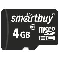 micro SDHC карта памяти Smartbuy 4GB Class 10 (без адаптеров)