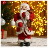 Фигурка Зимнее волшебство Дед Мороз в шубке с брёвнышком, 3555414, 29 см