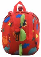 Детский рюкзак (дракончик, красный) Just for fun с принтами динозавров для мальчиков и девочек дошкольный на прогулку в город и садик сумка ранец