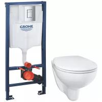 Унитаз с инсталляцией подвесной Grohe Bau ceramic 39351000+38772001 с горизонтальным выпуском