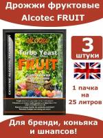 Спиртовые турбо дрожжи Alcotec FRUIT Turbo/ Алкотек дрожжи для фруктов/ 3 пачки