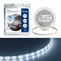 Cветодиодная LED лента 60SMD(2835)/м, 4.8Вт/м, 1м, IP20, 12V белый холодный Feron LS603 27744