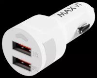 АЗУ Maxvi CCM-522 white 5.2A, 2xUSB, QC3.0, цвет: белый, подсветка: синяя