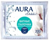 Ватные палочки AURA 200шт п/э