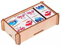 Домино детское Лесная мастерская "Транспорт", деревянное, настольная игра, 28 элементов