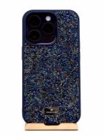 Чехол Swarovski для iphone 14 Pro чехол сваровски на айфон 14 Про Темно-синий с кристаллами