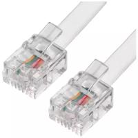 Greenconnect RJ11 - RJ11 10м Greenconnect Телефонный шнур удлинитель для аппарата 10.0m GCR-TP6P4C-10.0m, 6P4C (джек 6p4c - jack 6p4c) белый GCR-TP6P4C-10.0m