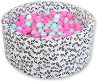 Сухой игровой бассейн “Пандовая карамелька” 40см. с 200 шарами в комплекте: розовый, мятный, серый, белый