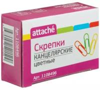 Скрепки Attache (33мм, металлические, с полимерным покрытием, цветные) 50шт., 10 уп