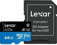 Карта памяти LEXAR 633x Micro SD, класс 10 UHS-1 U3 V30 A1 64 ГБ