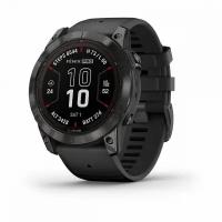 Смарт-часы Garmin Fenix 7X PRO Sapphire Solar Edition Титановый угольно-серый корпус с DLC-покрытием и черным ремешком (010-02778-11) (Европейская версия, меню на Русском)