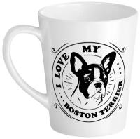 Кружка латте I love my Boston terrier 310 мл. / кружка в подарок; чашка в подарок; прикольная кружка