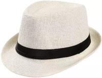 Шляпа, размер 58, белый, бежевый