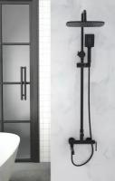 Душевая стойка BELBAGNO ACQUA-VSCM-NERO со смесителем для ванны, верхним и ручным душем, черный матовый