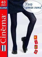 Колготки для девочки школьные Cinema Eliana 40 с узором «Гусиная лапка», Цвет темно-синий, Размер 158-164