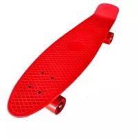 Скейт пенни борд 22 (Penny Board) красный светящиеся колеса