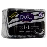 DURU SOFTSENS 1+1 Туалетное мыло увлажняющий крем & активный уголь 4*90г