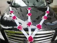 Лента на авто "Цветы на ленте" (3 луча) фиолетовые розы