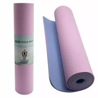 Голубой коврик для йоги из эко переработанного материала TPE 183х61см