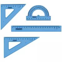 Набор чертежный Пифагор средний (линейка 20 см, 2 треугольника, транспортир), тонированный (210628)