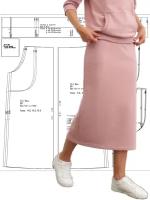 Выкройка юбка женская А-образного силуэта с карманами, размеры 44,46,48